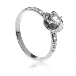 Zlatý prsteň kvetinka white LRG807.TR